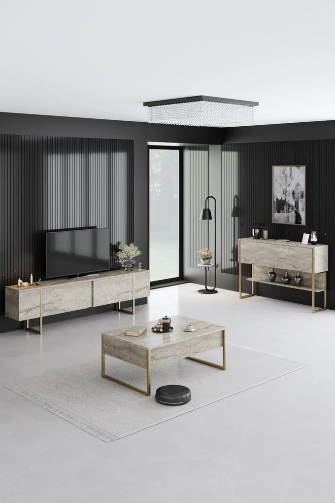 Кафе маса Luxe, цвят Травертин Златен