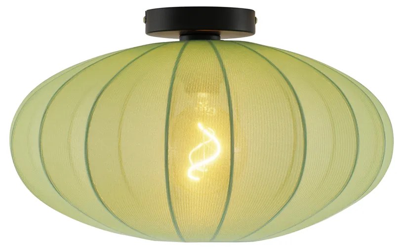 Японска таванна лампа зелена с текстилен абажур - Bida