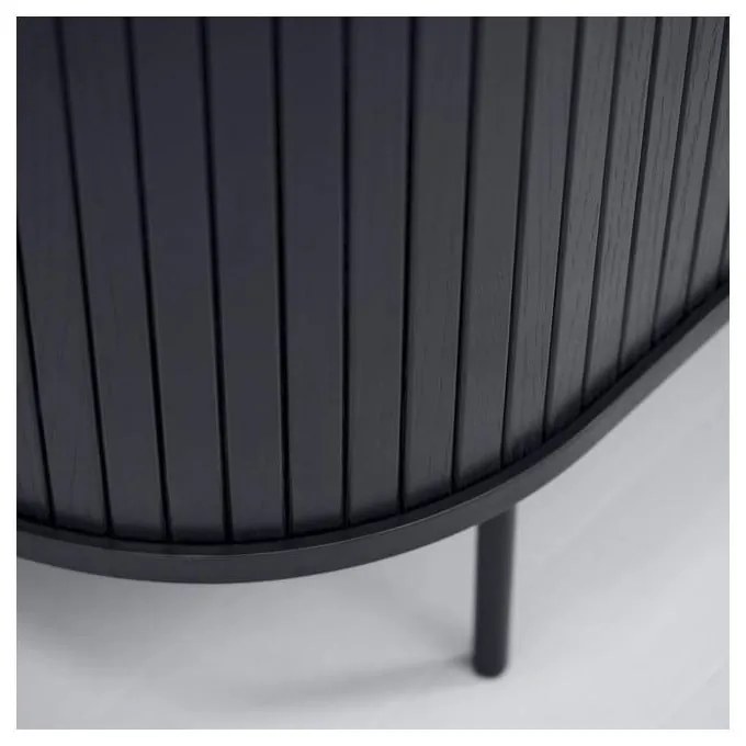 Черна телевизионна масичка от дъб 56x180 cm Nola - Unique Furniture