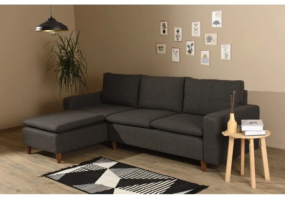 Сив ъглов диван (ляв ъгъл) Lungo – Balcab Home