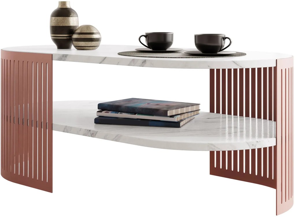 Холна маса Fikoli Ember II - бял мрамор