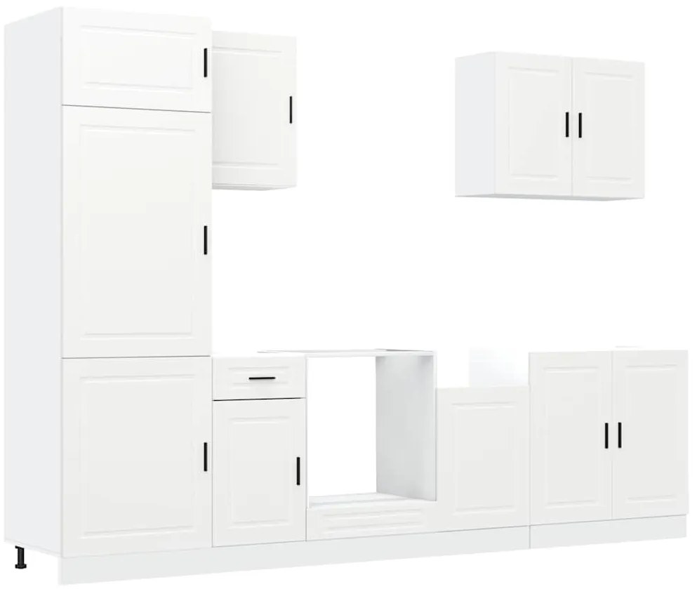 3314781 vidaXL Комплект кухненски шкафове, 7 части, "Porto", бяло инженерно дърво