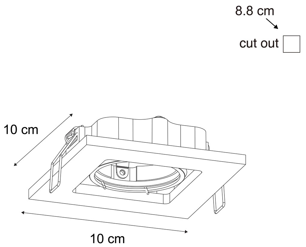 Комплект от 10 вградени прожектори черни регулируеми - Qure
