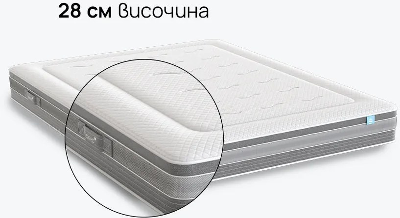 Матрак isleep, Ice Hybrid, 82x190x28, Среден към твърд, Покет пружина