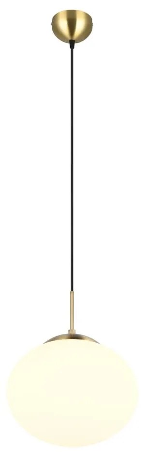 Бяло и златисто висящо осветително тяло със стъклен абажур ø 30 cm Fomento – Trio