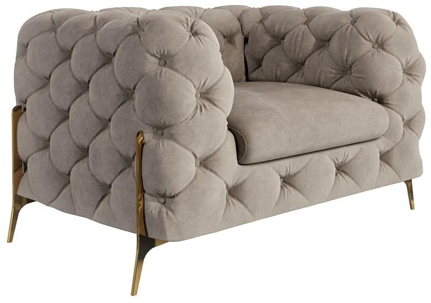 Сиво-бежово кадифено кресло Chelsea Bis – Ropez