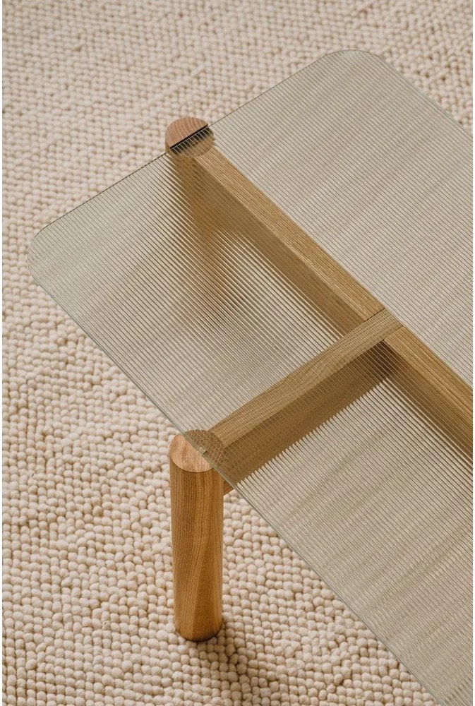 Масичка за кафе със стъклен плот в естествен цвят 55x105 cm Kob – noo.ma