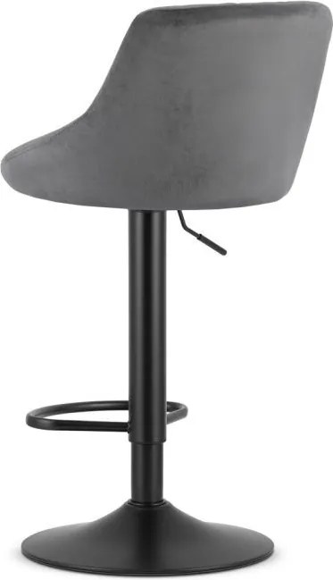 Елегантен бар стол от велур с табуретка за крака Син