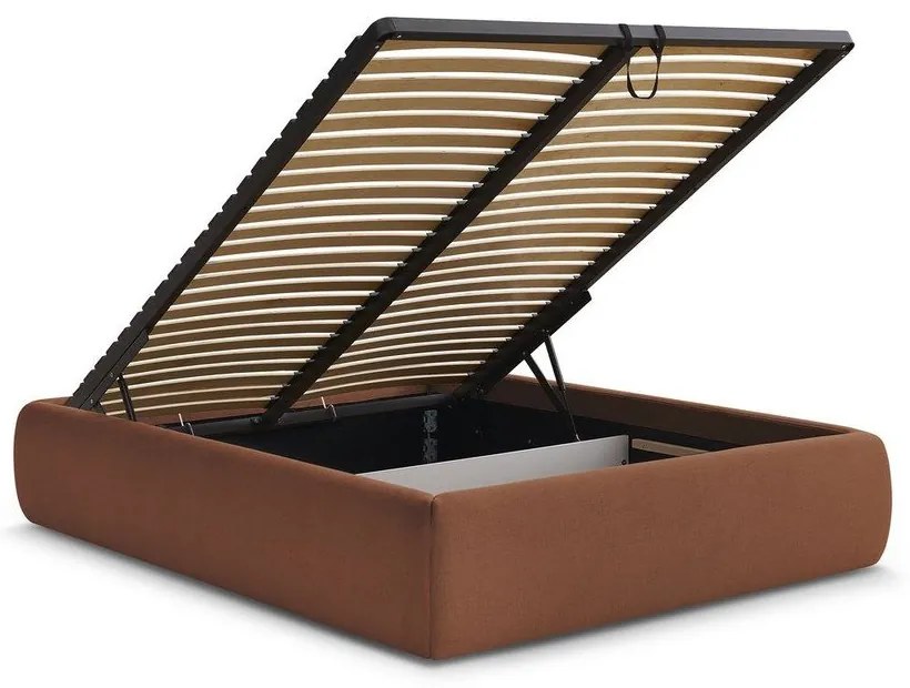 Оранжево двойно легло 160x200 cm тапицирано с място за съхранение/без табла с включена подматрачна рамка Inera – Bobochic Paris