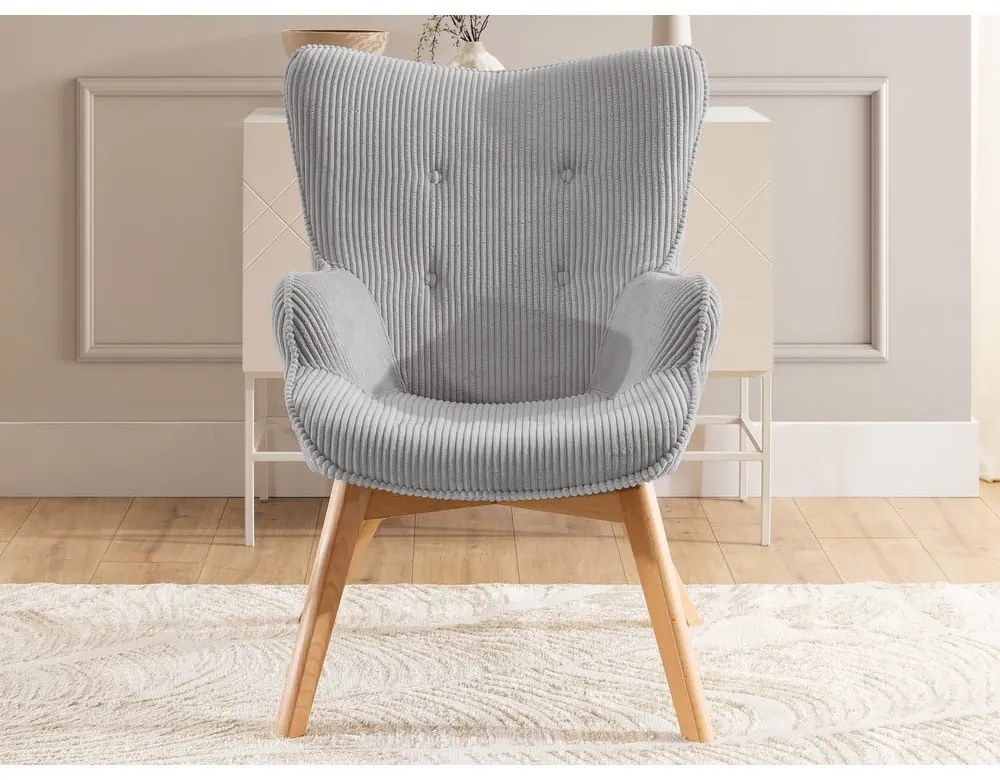 Сиво кресло от рипсено кадифе Niko – Ropez