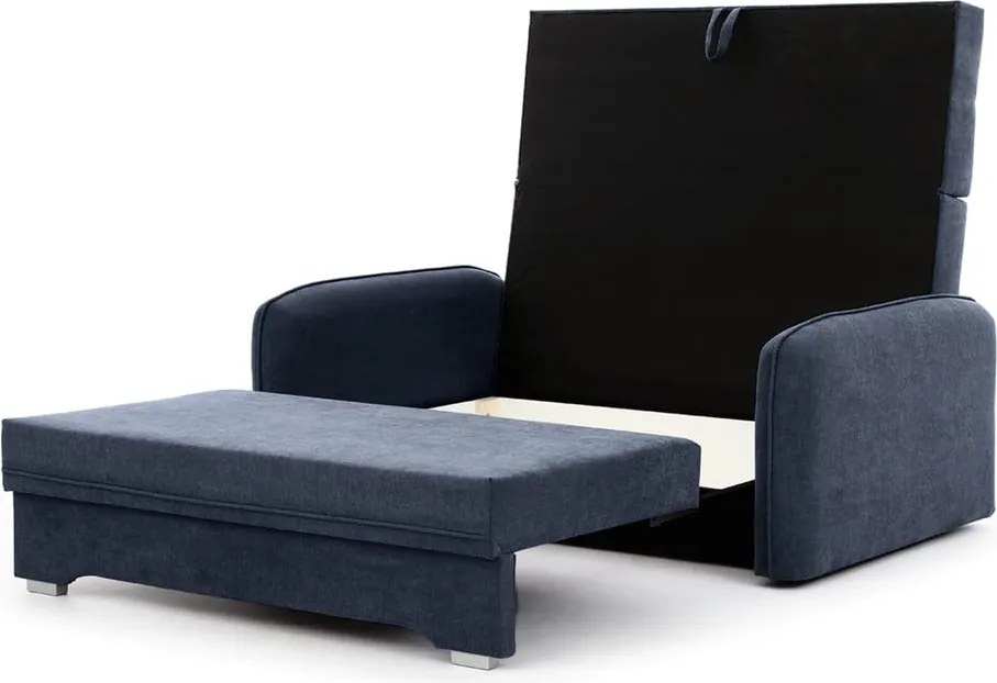 Тъмносин шенилов разтегателен диван с място за съхранение 155 cm Laine – ELTAP