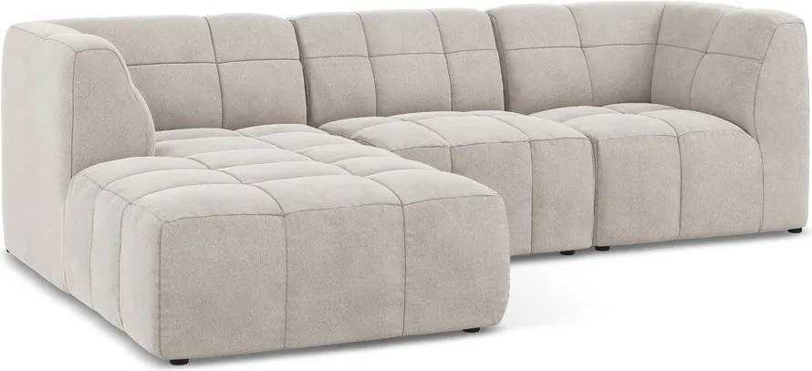 Бежов кадифен ъглов диван (ляв ъгъл) Aloha – Makamii