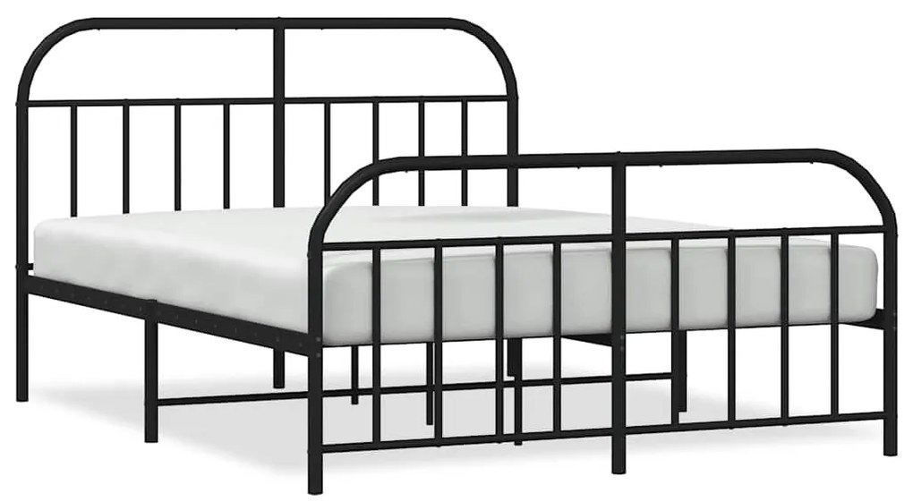 353656 vidaXL Метална рамка за легло с горна и долна табла, черна, 160x200 см