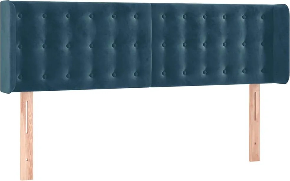 3119254 vidaXL Горна табла за легло, тъмносиня, 147x16x78/88 см, кадифе