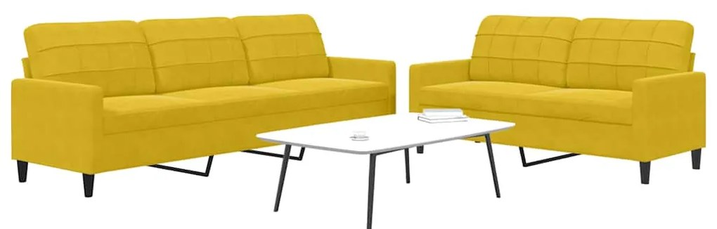 3278477 vidaXL Комплект дивани от 2 части с възглавници, жълт, кадифе