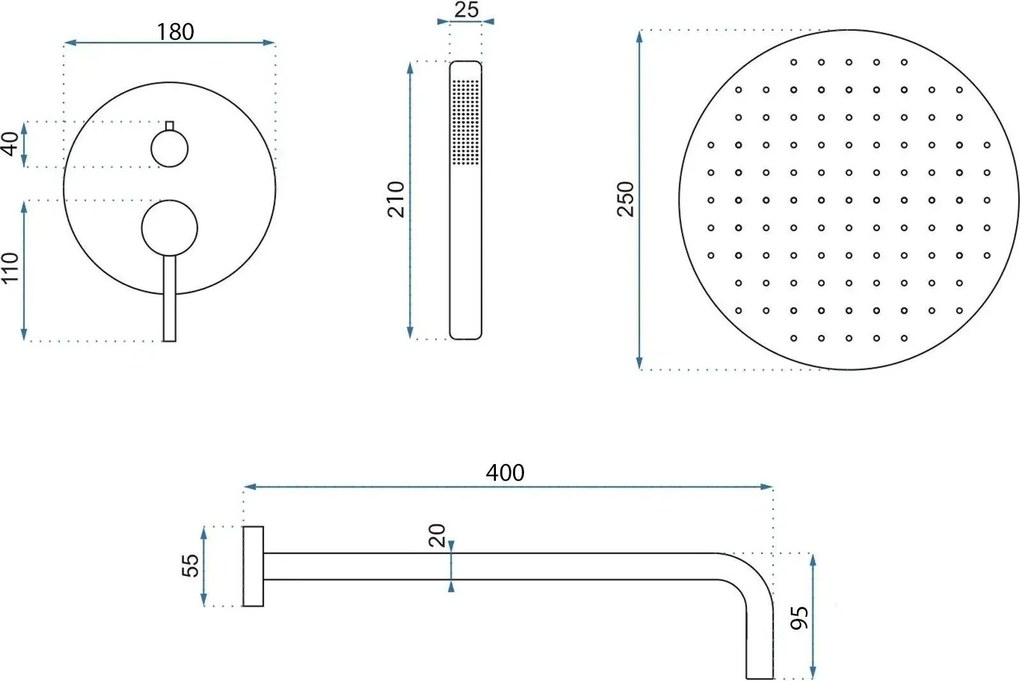 Душ система за вграждане Rea Foss Clif Brush Copper + BOX