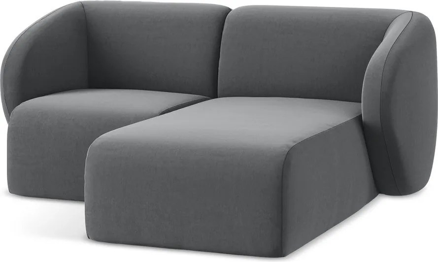 Сив кадифен ъглов диван (десен ъгъл) Lani – Makamii