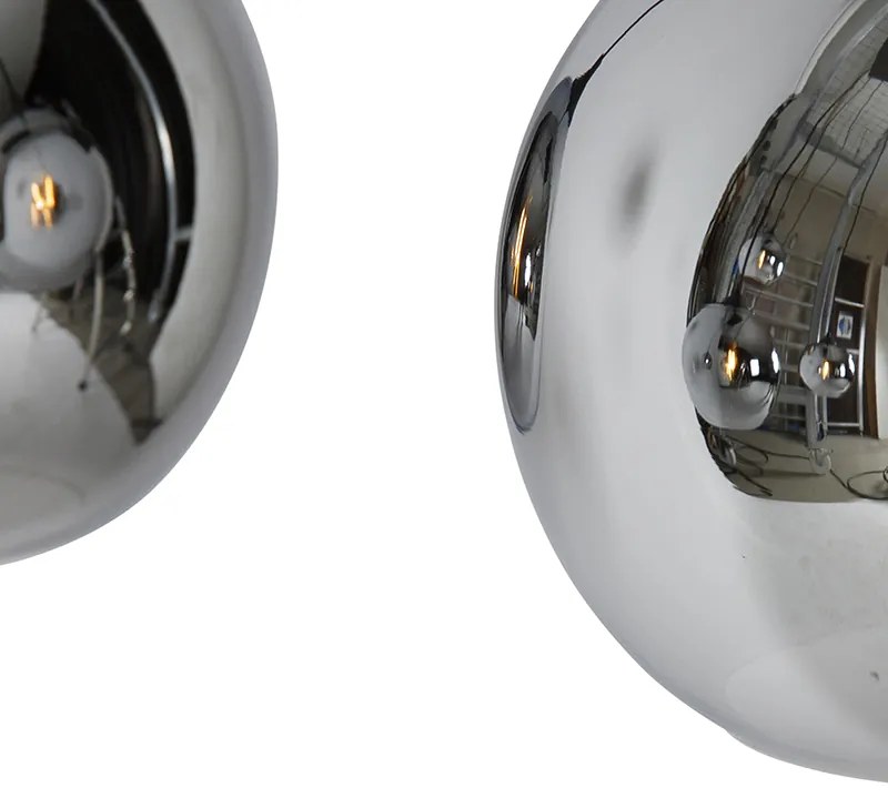 Висяща лампа в стил арт деко черна с опушено стъкло 5-светлина - Wallace