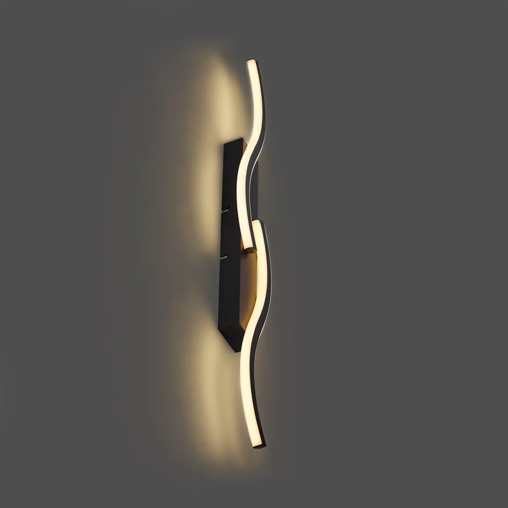 Дизайнерска стенна лампа черна с 3-степенно димиране 2-светлини - Bummy