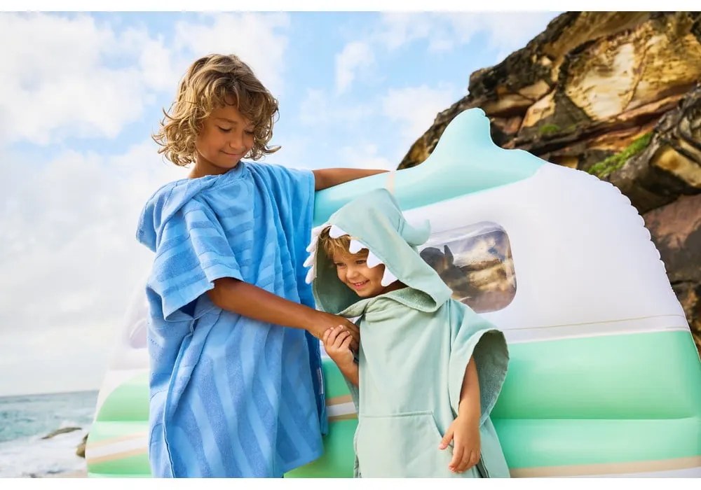 Зелена бебешка плажна кърпа с качулка , 3-6 години Monster - Sunnylife