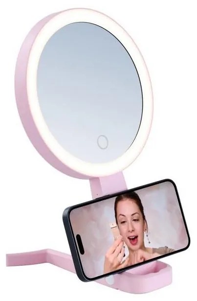 Immax 09102L - LED+CCT Димируемо козметично огледало SWEET LED/3W/5V розово