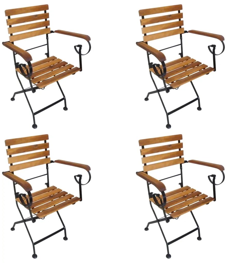 316834 vidaXL Сгъваеми градински столове, 4 бр, стомана и акация масив