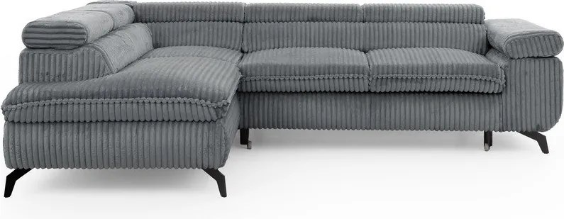 Сив ъглов диван от рипсено кадифе (ляв ъгъл L форма) Marbeya – Ropez