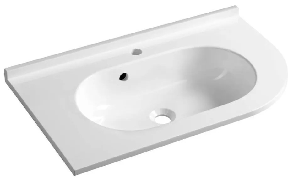 Sapho - Ъглова вградена мивка PULSE 75x43 cm мрамор/бяла