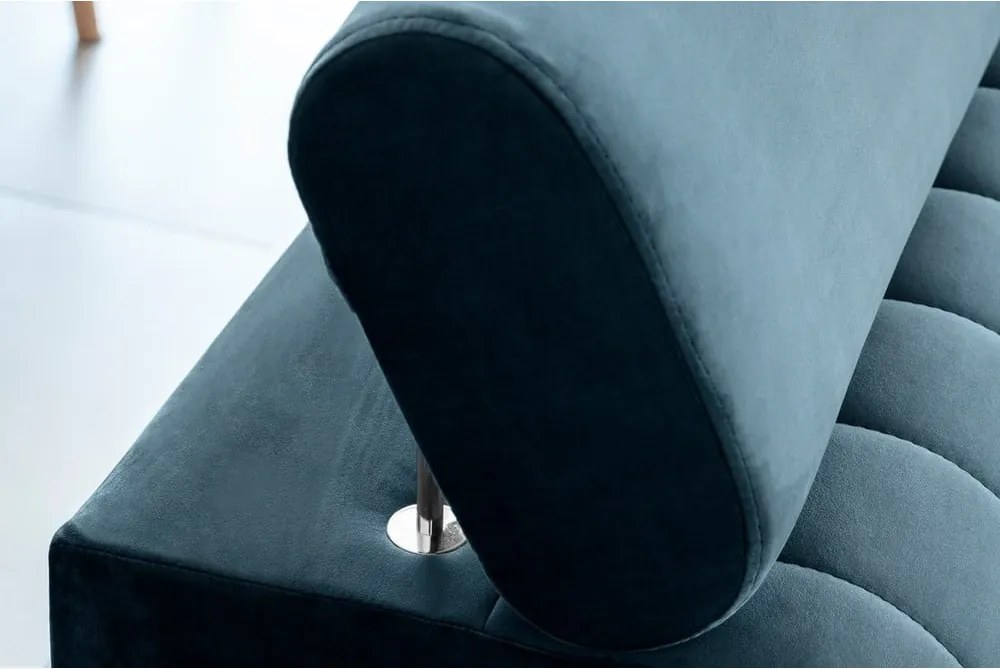 Син кадифен разтегателен диван 261 cm Laurence – ELTAP