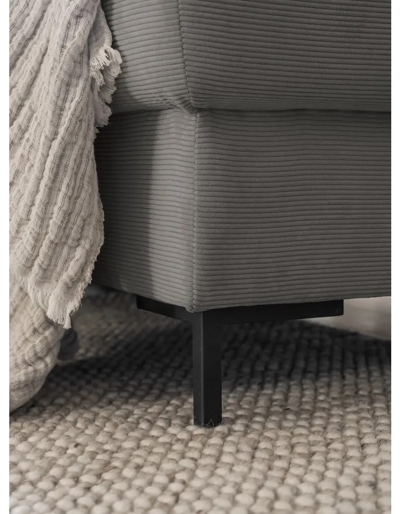 Сив разтегателен ъглов диван от рипсено кадифе (десен ъгъл) Lofty Lilly – Miuform