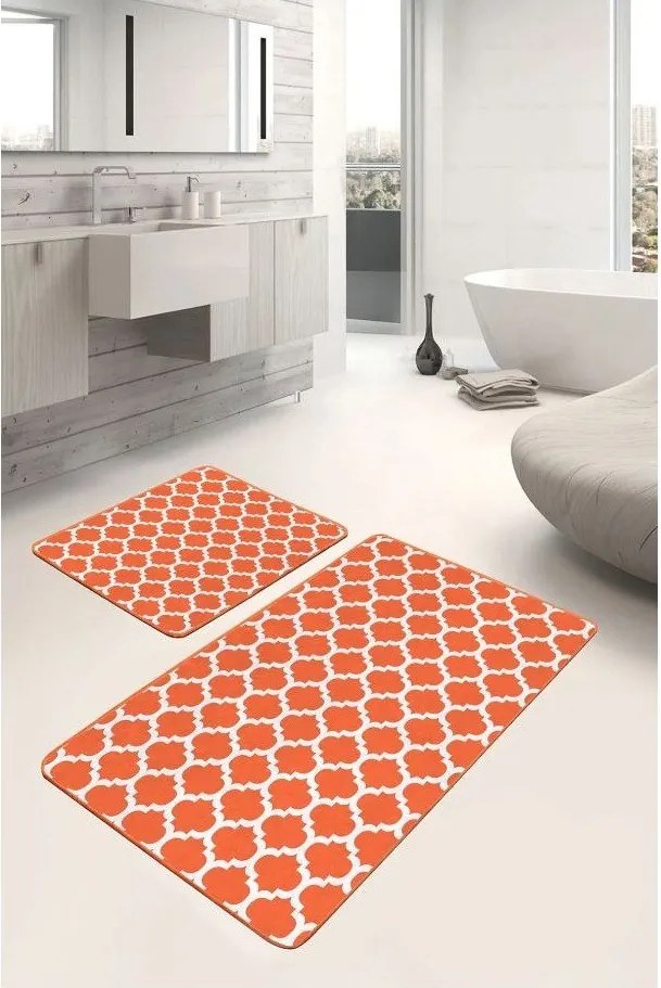 Оранжеви кадифени килими за баня в комплект от 2 бр. 60x100 cm – Mila Home