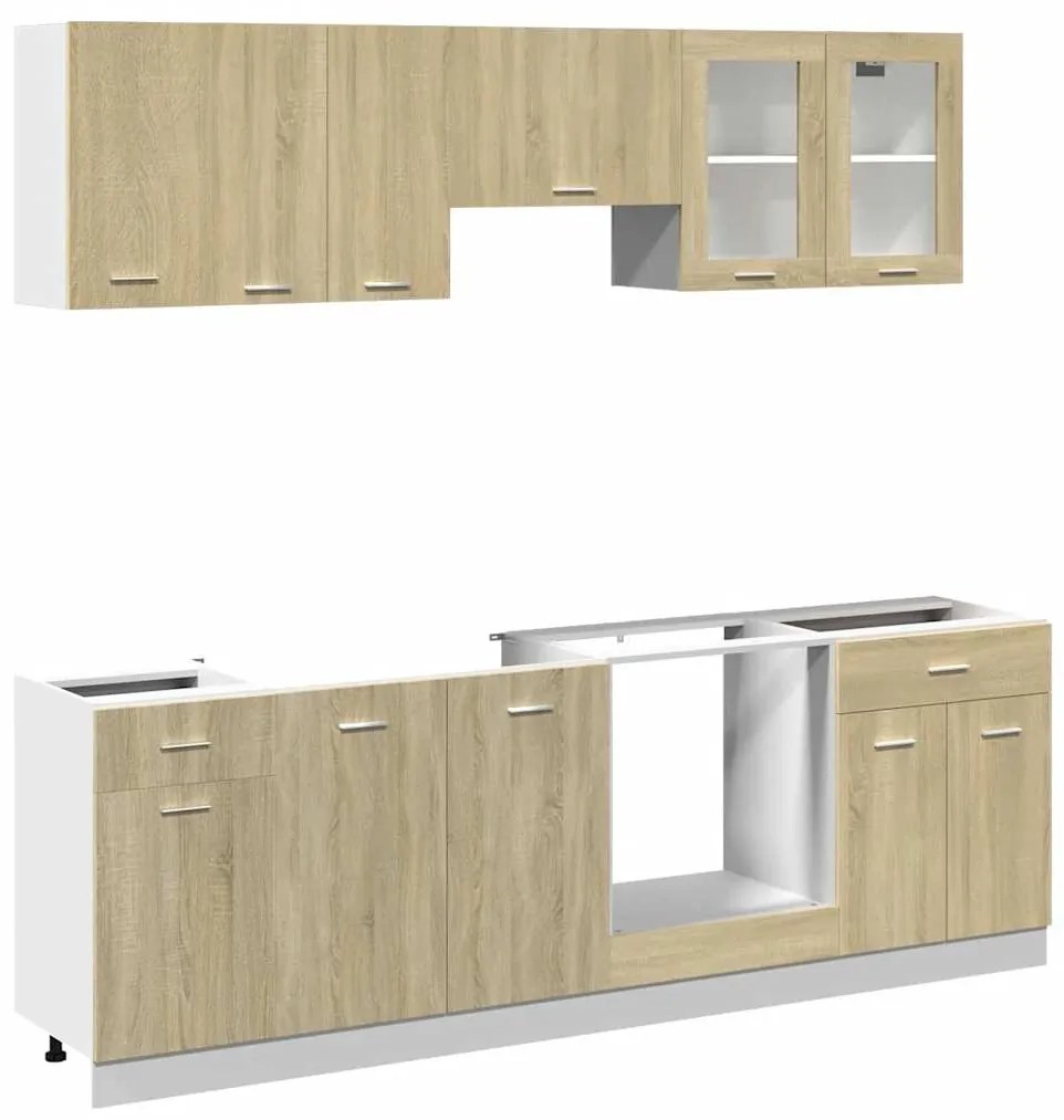 3307656 vidaXL Комплект кухненски шкафове от 8 части "Lyon", дъб Сонома, инженерно дърво