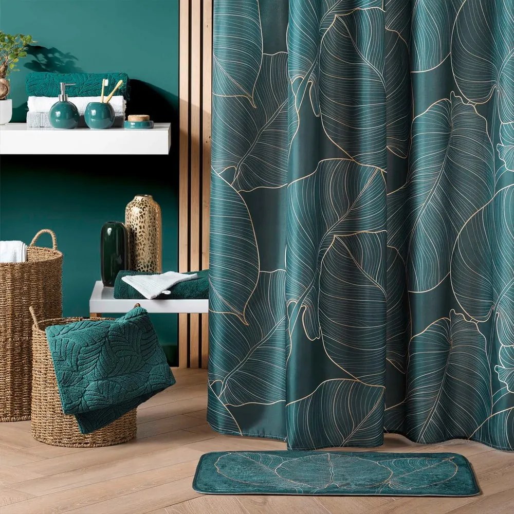 Тъмнозелен килим за баня 45x75 cm Jade – douceur d'intérieur