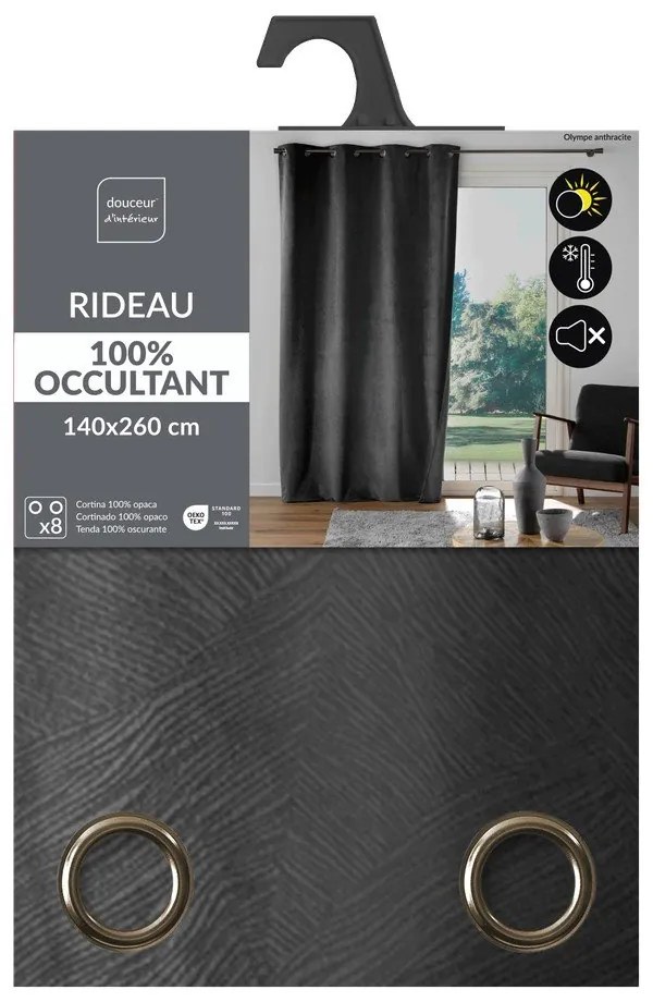 Антрацитно перде 140x260 cm Olympe – douceur d'intérieur