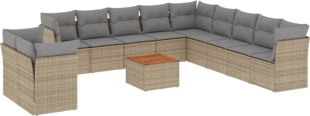 3256059 vidaXL Градински диван с възглавници 12 части бежов микс полиратан