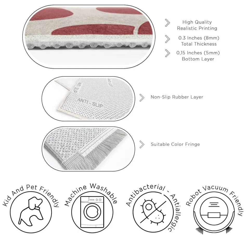 Червена пътека подходяща за пране 80x200 cm Red Meadow – Mila Home