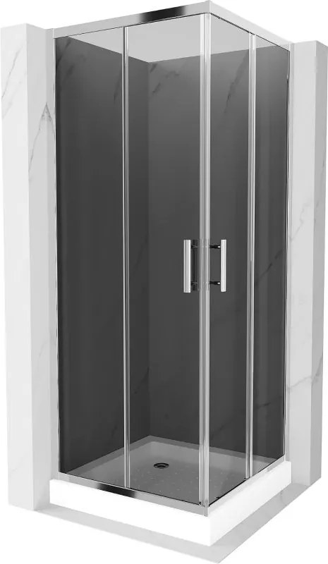 Mexen Rio квадратна душ кабина 70 x 70 см, графит, хром + корито Rio, бяло - 860-070-070-01-40-4510