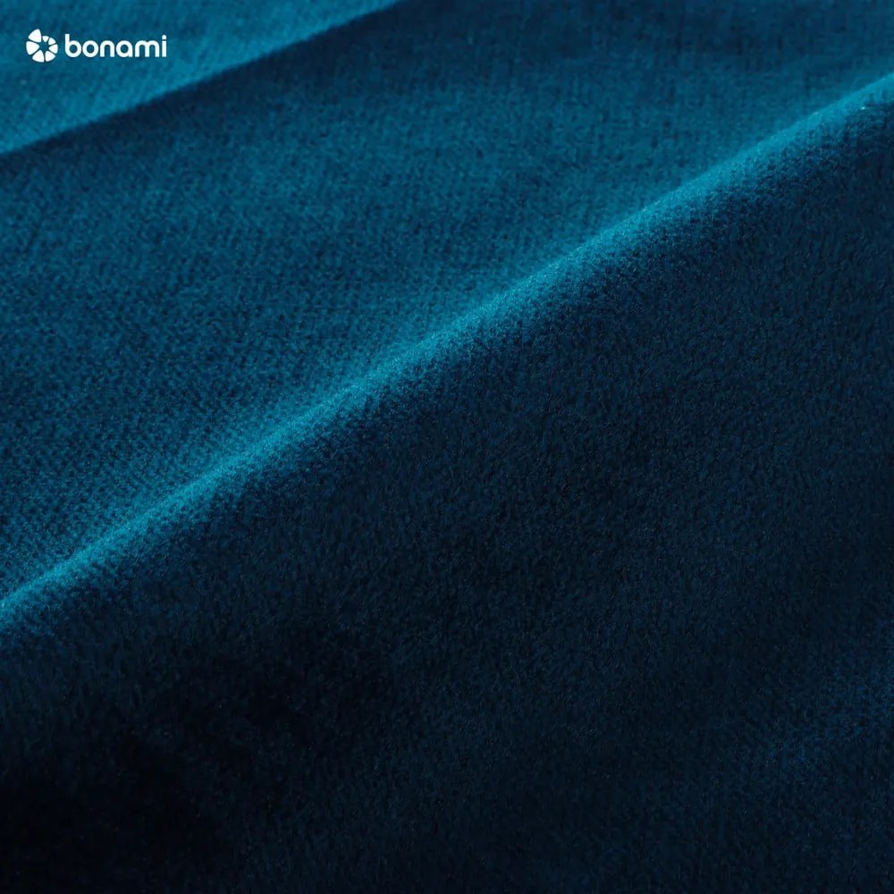 Син кадифен разтегателен ъглов диван с място за съхранение (ляв ъгъл L форма) Anton – ELTAP