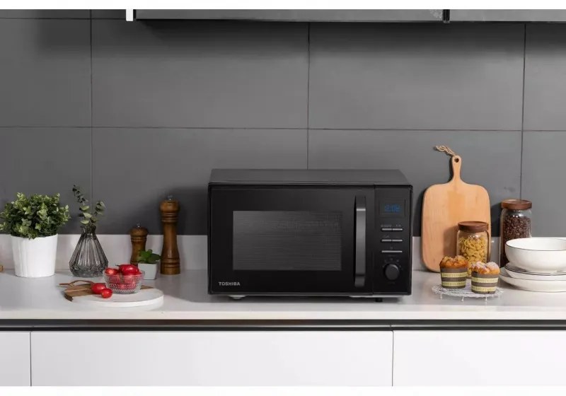 Разопакован: Микровълнова фурна 4в1 Toshiba MW2-AC25TBK, 25 л, 950W, Grill 1100W, Конвекция 2100W, Керамично покритие, Черен