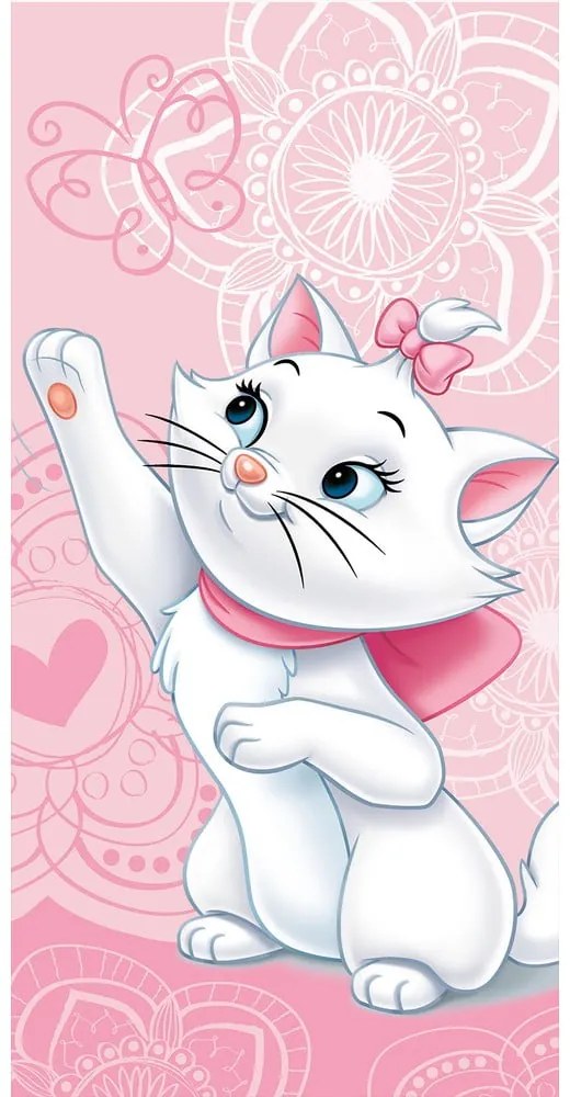 Розова памучна детска кърпа 70x140 cm Marie Cat "Butterfly" – Jerry Fabrics