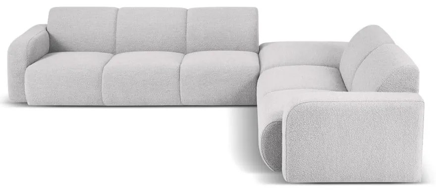 Светлосив ъглов диван от плат букле (десен ъгъл) Molino - Micadoni Home
