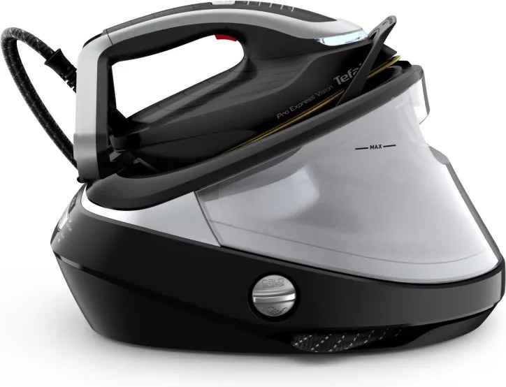 Парогенератор Tefal Pro Express Vision GV9821E0, 3000 W, 9 bar, 1.2 л, 800 g/min, Smart Steam, Система против капене и варовик, Вертикално гладене, Черен/сив