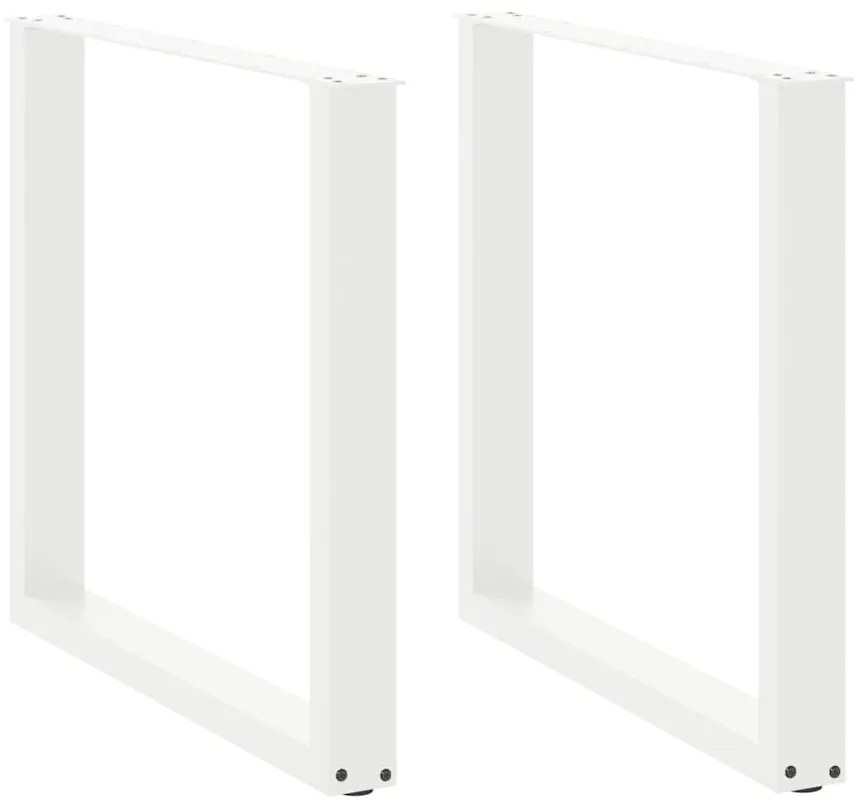 4013193 vidaXL Крака за трапезна маса, U-образни, 2 бр., бели, 90x(72-73) см, стомана