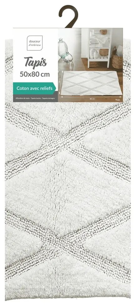 Бял килим за баня 50x80 cm Thais – douceur d'intérieur