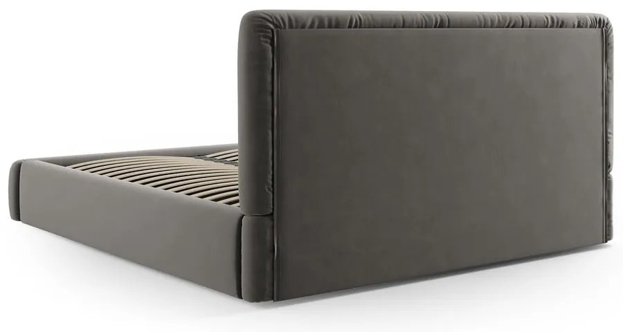 Сиво двойно тапицирано легло с място за съхранение с включена подматрачна рамка 140x200 cm Colonel – Cosmopolitan Design