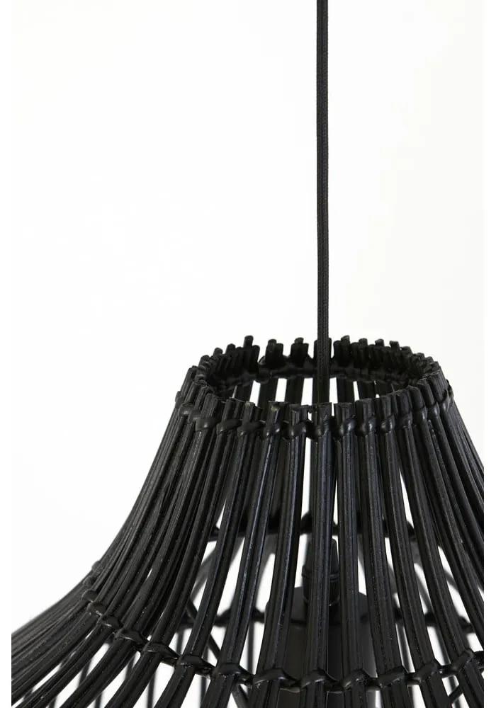 Черна лампа за таван с абажур от ратан ø 40 cm Pacino - Light &amp; Living