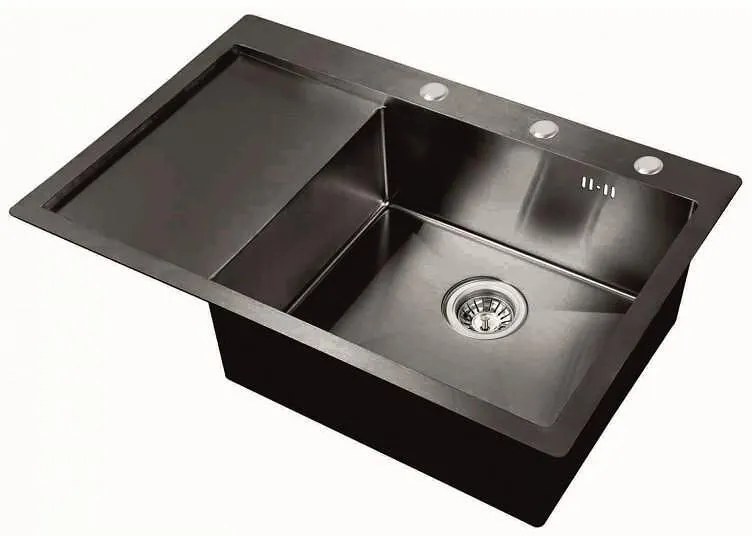 Кухненска мивка ICK 7951B, Inter Ceramic, алпака, със сифон, 78x51см