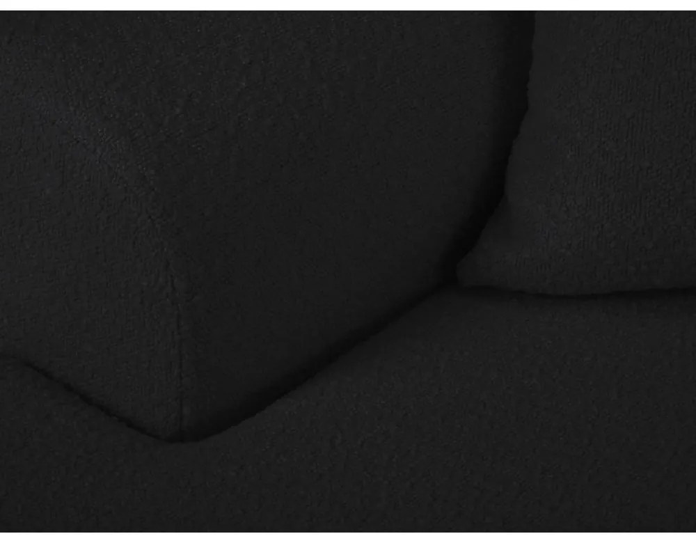 Черен разтегателен ъглов диван с място за съхранение от прежда с примки от букле (ляв ъгъл) Kyoto – Cosmopolitan Design