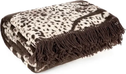 Луксозно одеяло EVA MINGE - кафяво с пискюли Ширина: 220 см | Дължина: 240 см
