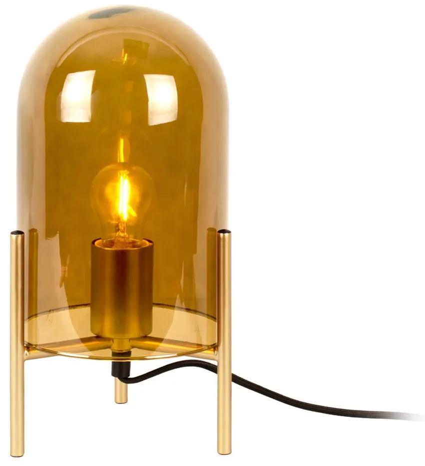 Стъклена настолна лампа в горчично жълто Bell, височина 30 cm - Leitmotiv